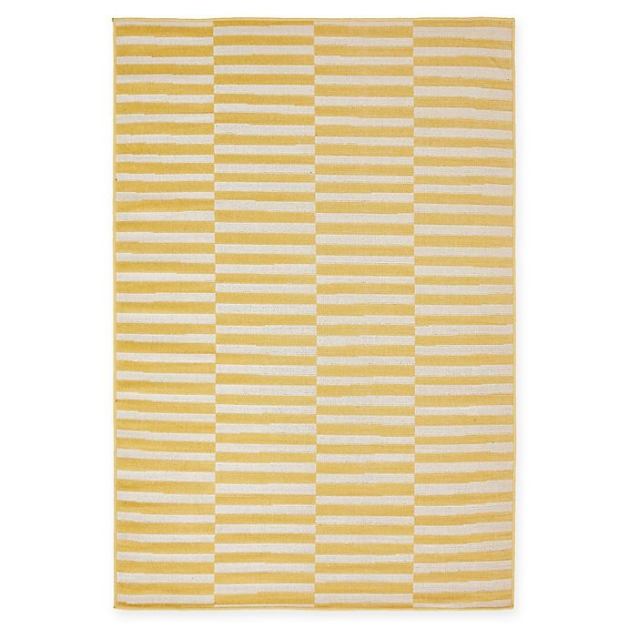 slide 1 of 6, Unique Loom Striped Tribeca Powerloomed Area Rug - Yellow, 4 ft x 6 ft