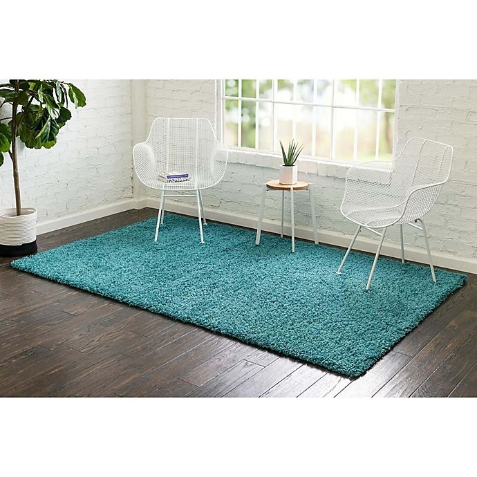 slide 3 of 10, Unique Loom Solid Shag 3'3 x 5'3 Powerloomed Area Rug - Deep Aqua, 1 ct