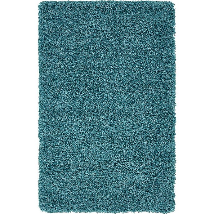 slide 1 of 10, Unique Loom Solid Shag 3'3 x 5'3 Powerloomed Area Rug - Deep Aqua, 1 ct