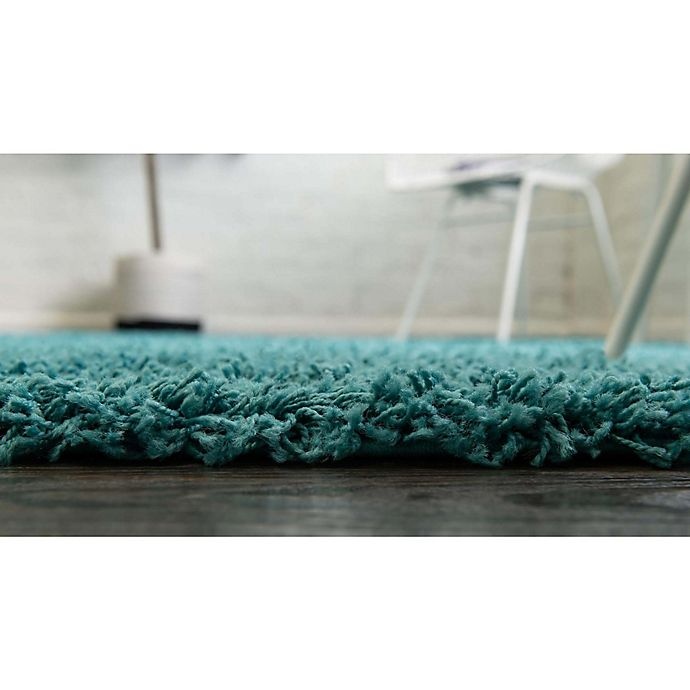 slide 5 of 10, Unique Loom Solid Shag 3'3 x 5'3 Powerloomed Area Rug - Deep Aqua, 1 ct