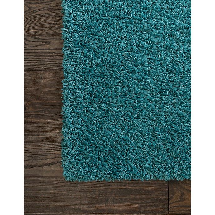 slide 9 of 10, Unique Loom Solid Shag 3'3 x 5'3 Powerloomed Area Rug - Deep Aqua, 1 ct