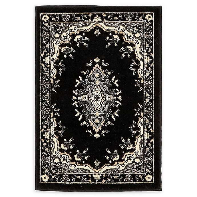 slide 1 of 6, Unique Loom Washington Mashad Powerloomed Area Rug - Black, 2 ft 2 x 3 ft