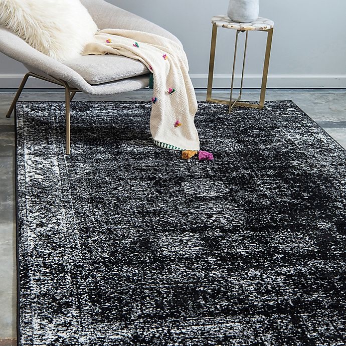 slide 2 of 6, Unique Loom Sofia Floral Area Rug - Black, 4 ft x 6 ft