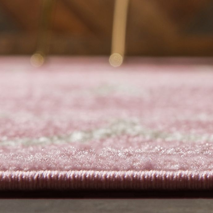 slide 3 of 6, Unique Loom Rounded Trellis Frieze Powerloomed Area Rug - Pink, 5 ft x 8 ft