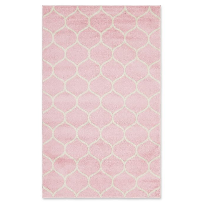slide 1 of 6, Unique Loom Rounded Trellis Frieze Powerloomed Area Rug - Pink, 5 ft x 8 ft