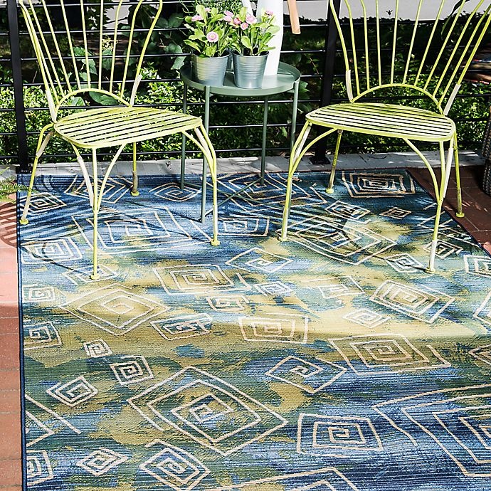 slide 2 of 2, Unique Loom Vortex Eden 2'2 x 3' Indoor/Outdoor Area Rug - Blue'', 1 ct