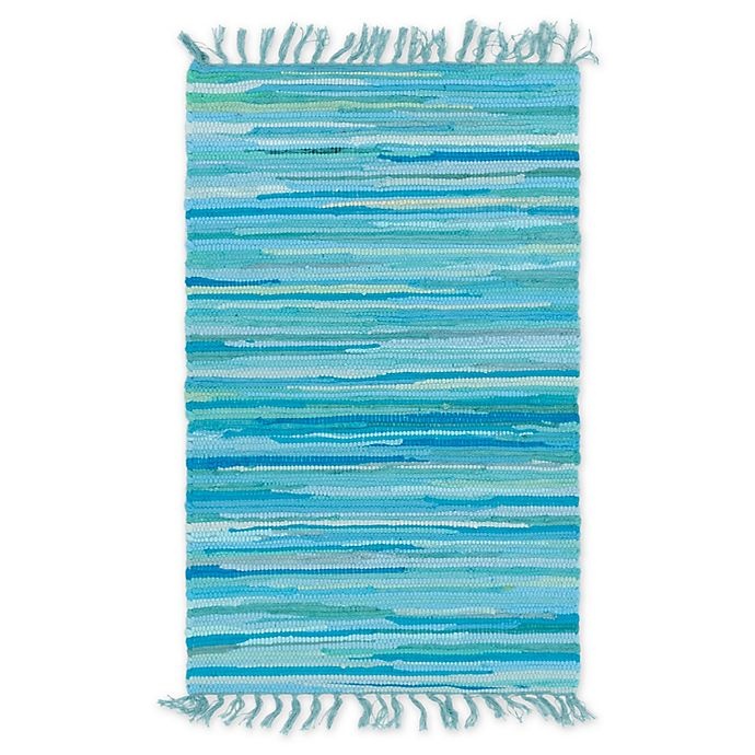 slide 1 of 6, Unique Loom Chindi Stripe Braided Area Rug - Turquoise, 2 ft x 3 ft