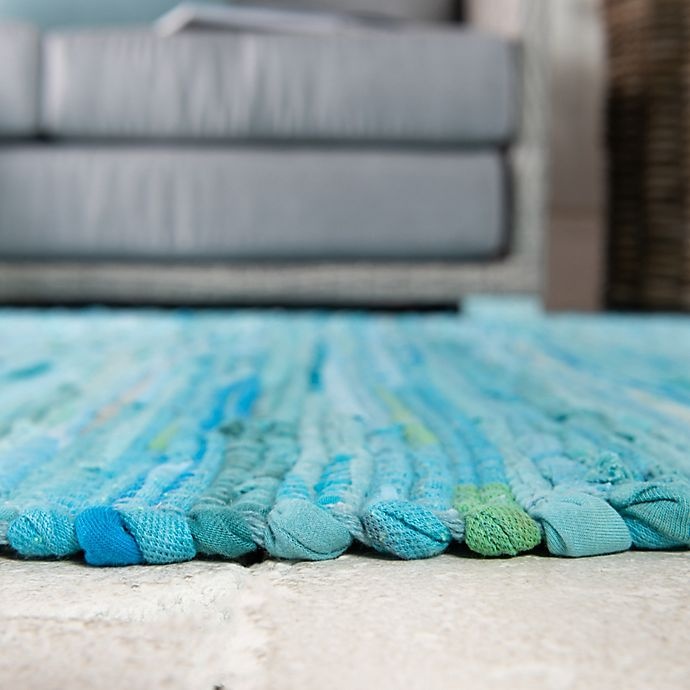 slide 5 of 6, Unique Loom Chindi Stripe Braided Area Rug - Turquoise, 2 ft x 3 ft