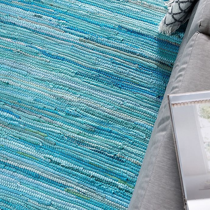 slide 6 of 6, Unique Loom Chindi Stripe Braided Area Rug - Turquoise, 2 ft x 3 ft