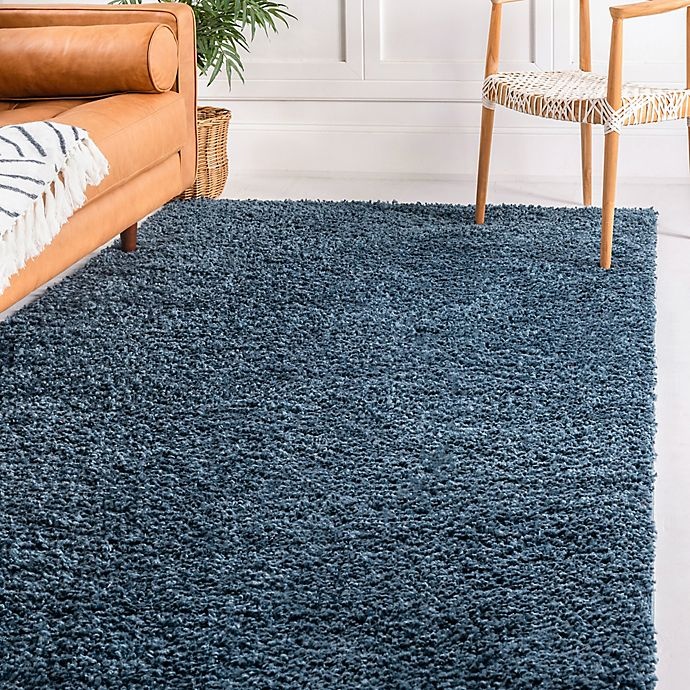 slide 2 of 6, Unique Loom Davos Shag Area Rug - Marine Blue, 5 ft x 8 ft