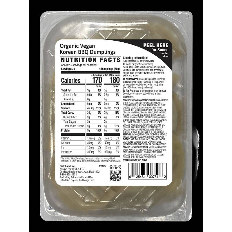 slide 3 of 5, Nasoya Organic Vegan Korean BBQ Vegetable Dumplings - 9oz, 9 oz