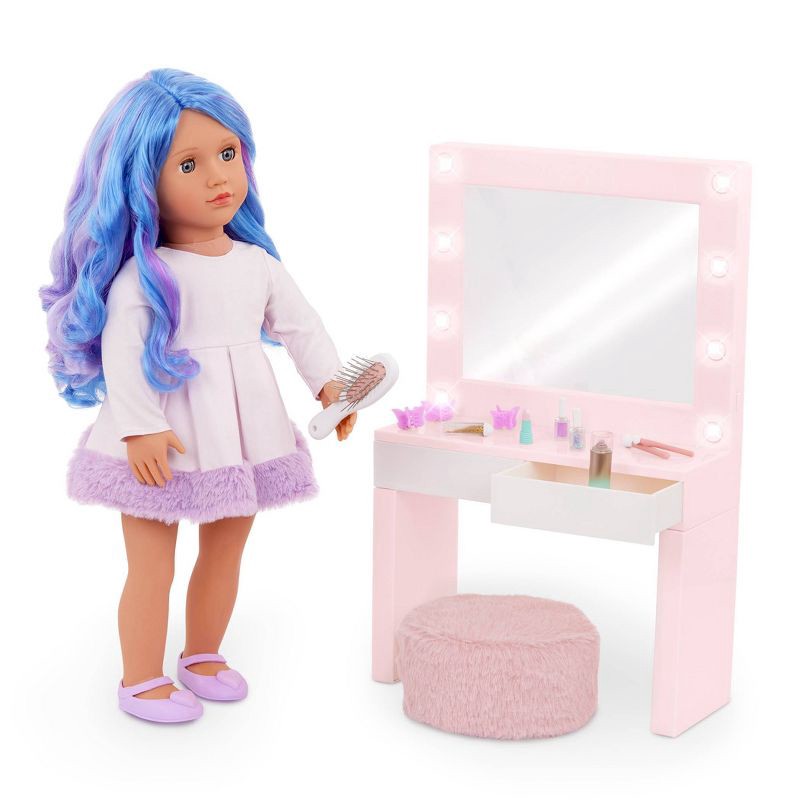 slide 2 of 5, Our Generation Glam & Glow Light-up Vanity Table Accessory Set for 18" Dolls, 1 ct