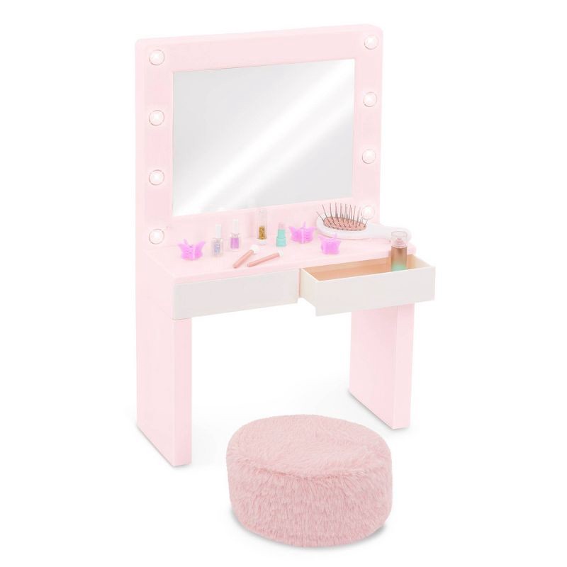 slide 4 of 5, Our Generation Glam & Glow Light-up Vanity Table Accessory Set for 18" Dolls, 1 ct