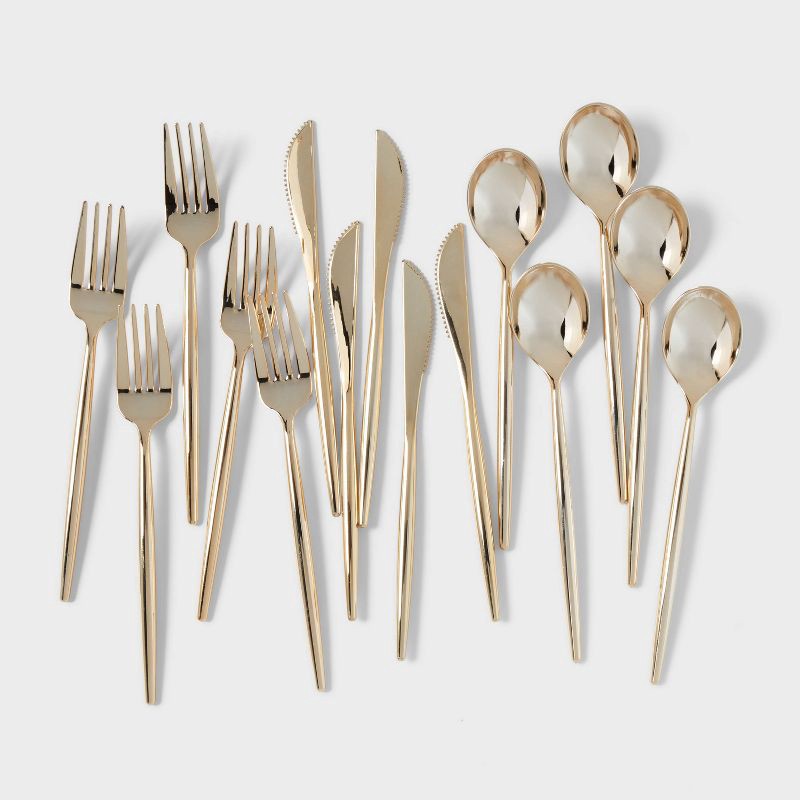 slide 1 of 3, 30ct Cutlery Set Gold - Spritz™, 30 ct