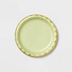 6.75" 10ct Light Green Scalloped Snack Plates - Spritz™