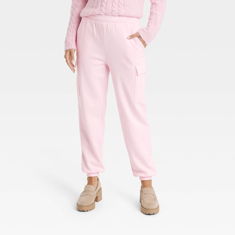 slide 1 of 3, Women's High-Rise Sweatpants - Universal Thread™ Pink M, 1 ct
