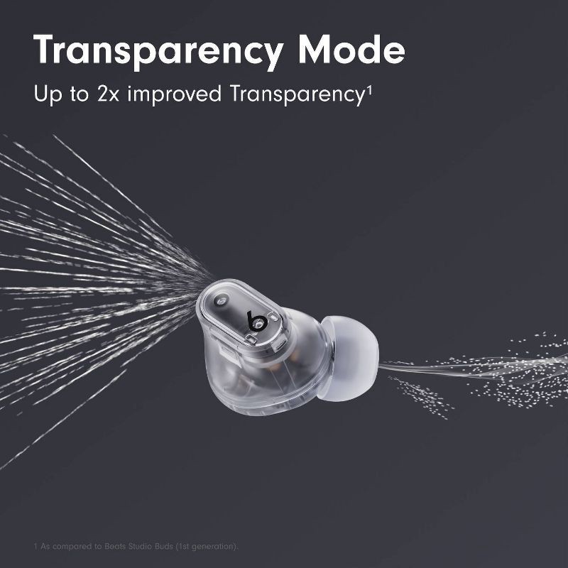 slide 9 of 22, Beats Studio Buds + True Wireless Bluetooth Noise Cancelling Earbuds - Transparent, 1 ct