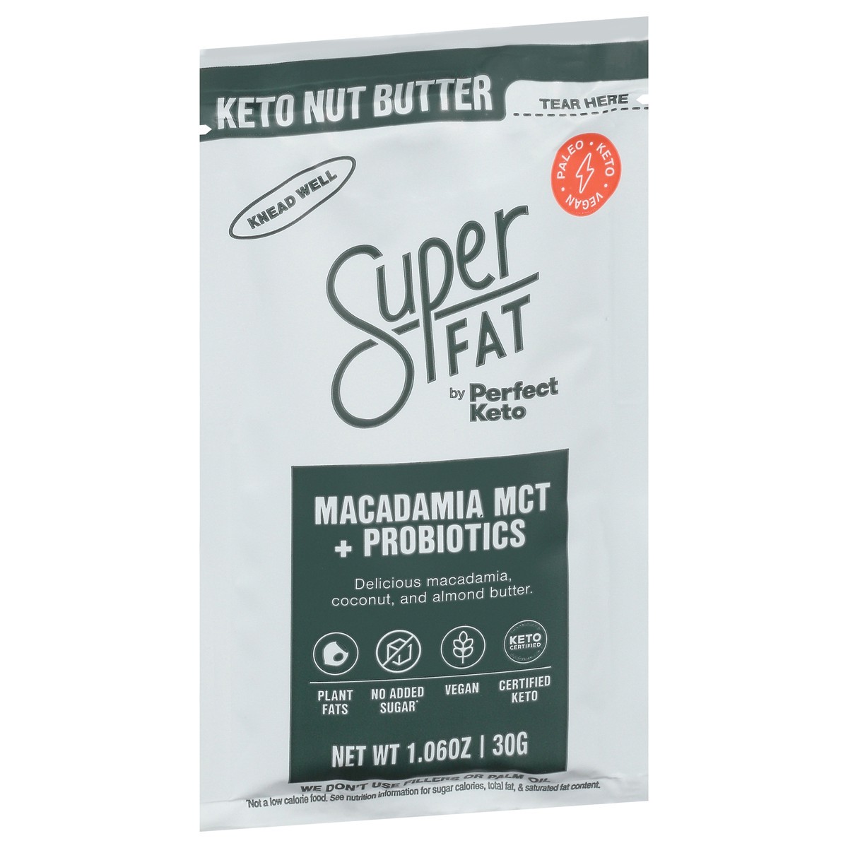 slide 7 of 9, SuperFat Macadamia MCT + Probiotics Keto Nut Butter 1.06 oz, 1.06 oz