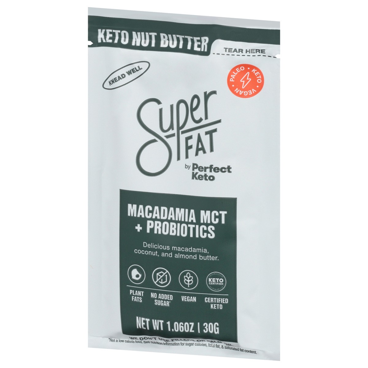 slide 9 of 9, SuperFat Macadamia MCT + Probiotics Keto Nut Butter 1.06 oz, 1.06 oz