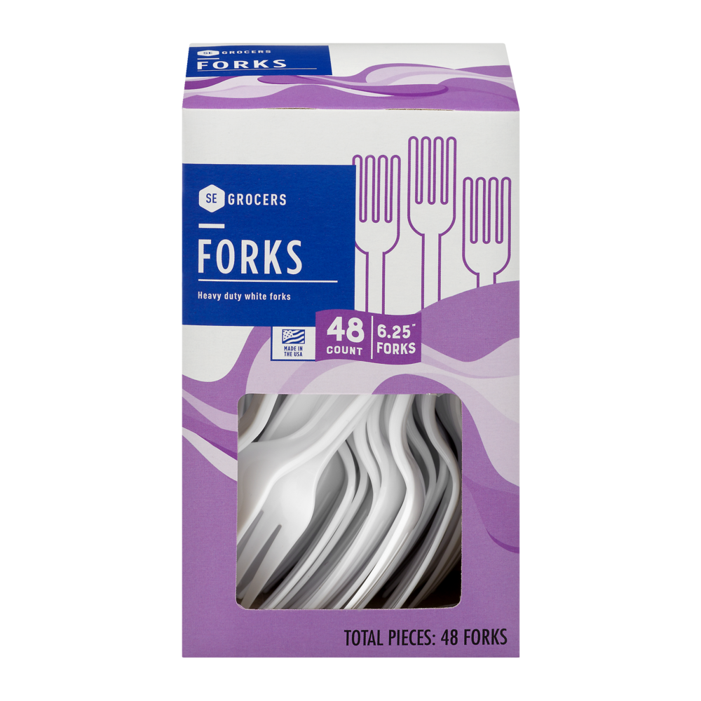 slide 1 of 1, SE Grocers Heavy Duty White Forks, 48 ct