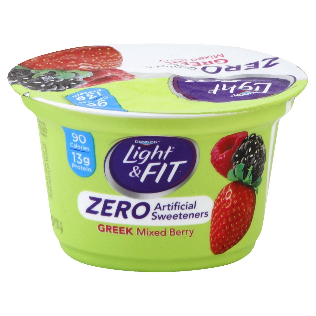 slide 1 of 5, Dannon Light & Fit Zero Mixed Berry Greek Yogurt, 5.3 oz