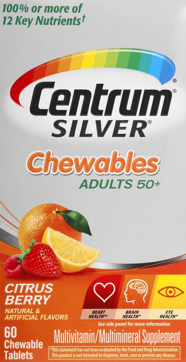 slide 6 of 6, Centrum Silver Adults 50+ Chewables Tablets Citrus Berry Multivitamin/Multimineral 60 ea, 60 ct