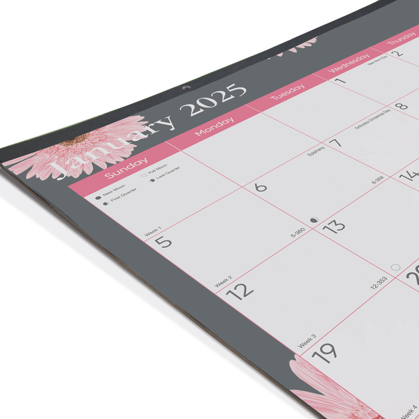 slide 3 of 4, 2025 Blueline Monthly Desk Pad Calendar, 22"" X 17"", Pink Daisy, January To December, 1 ct