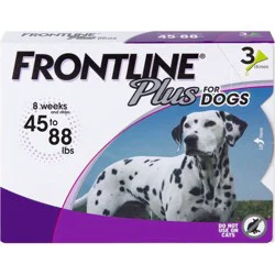 Frontline Plus for Dogs 45 to 88 Lbs Flea and Tick Protection 3 Each