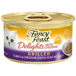 Fancy Feast Purina Fancy Feast Gravy Wet Cat Food, Delights Grilled Turkey & Cheddar Cheese Feast in Gravy