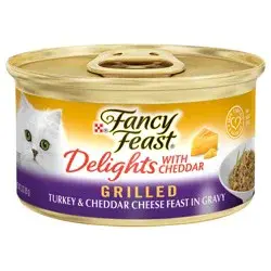 Fancy Feast Purina Fancy Feast Gravy Wet Cat Food, Delights Grilled Turkey & Cheddar Cheese Feast in Gravy