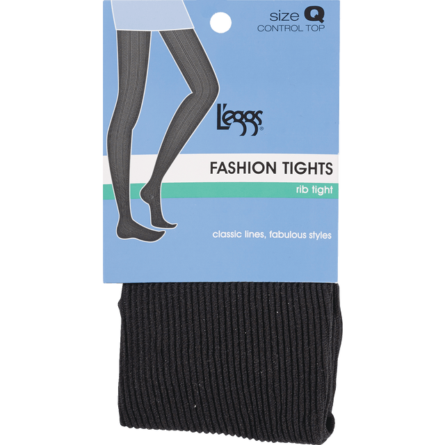 slide 1 of 1, L'eggs Fashion Tights - Herringbone Black, 1 ct