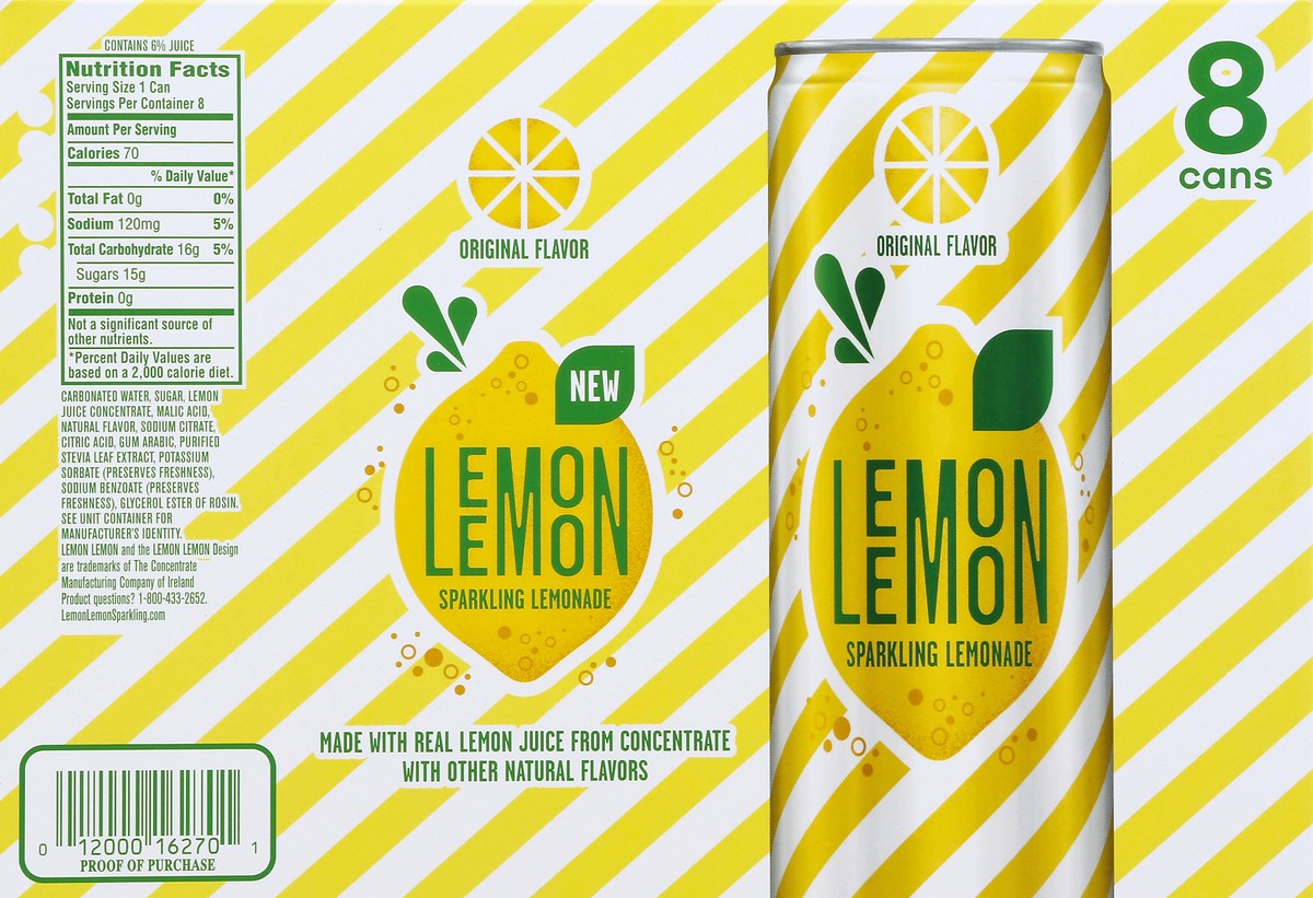 slide 4 of 6, Lemon Lemon Sparkling Original Lemonade - 8 ct; 12 fl oz, 8 ct; 12 fl oz