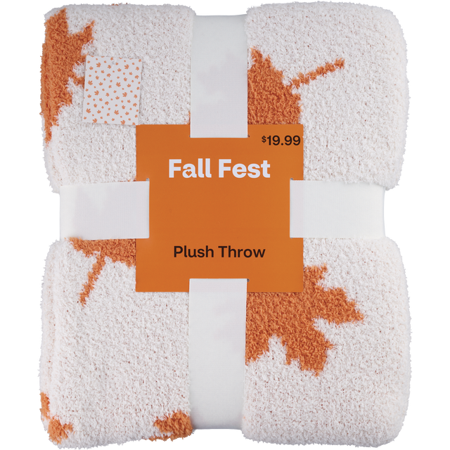 slide 1 of 1, Fall Fest Maple Leaf Cozy Knit Throw, 1 ct