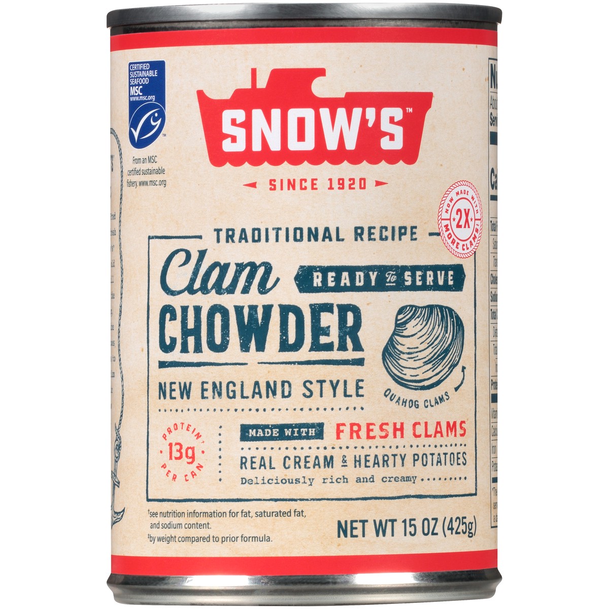 slide 4 of 14, Snow's Traditional Recipe Ready to Serve New England Style Clam Chowder 15 oz. Can, 15 oz