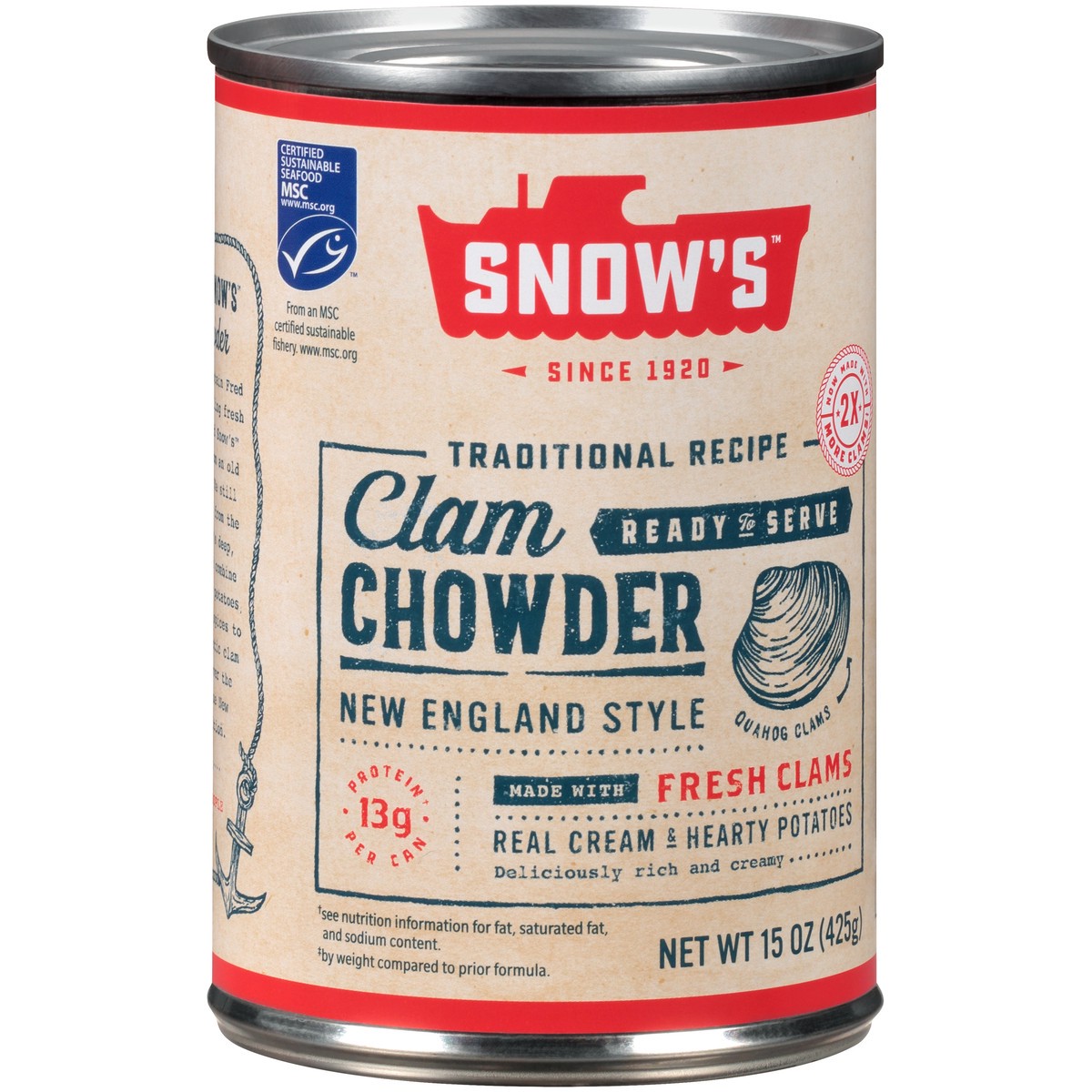 slide 6 of 14, Snow's Traditional Recipe Ready to Serve New England Style Clam Chowder 15 oz. Can, 15 oz