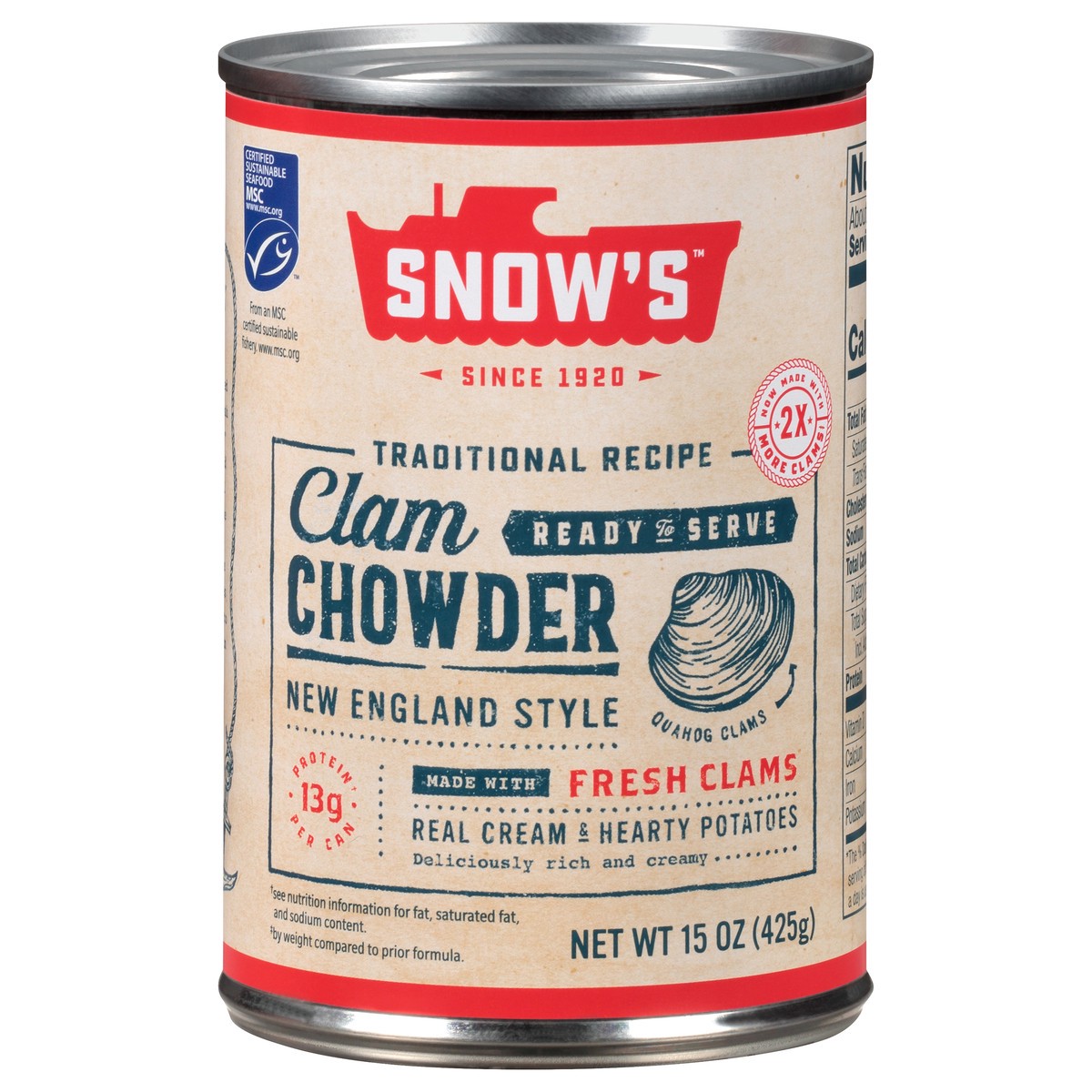 slide 9 of 14, Snow's Traditional Recipe Ready to Serve New England Style Clam Chowder 15 oz. Can, 15 oz