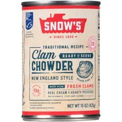 Snow''s Traditional Recipe Ready to Serve New England Style Clam Chowder 15 oz. Can