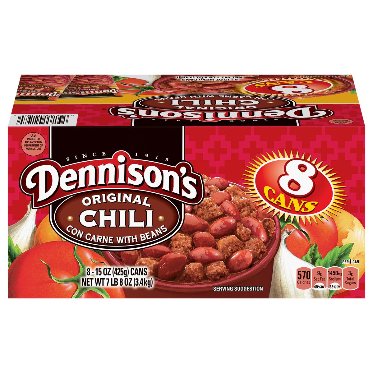 slide 1 of 13, Dennison's DENNISONS Original Chili Con Carne With Beans, 8 ct