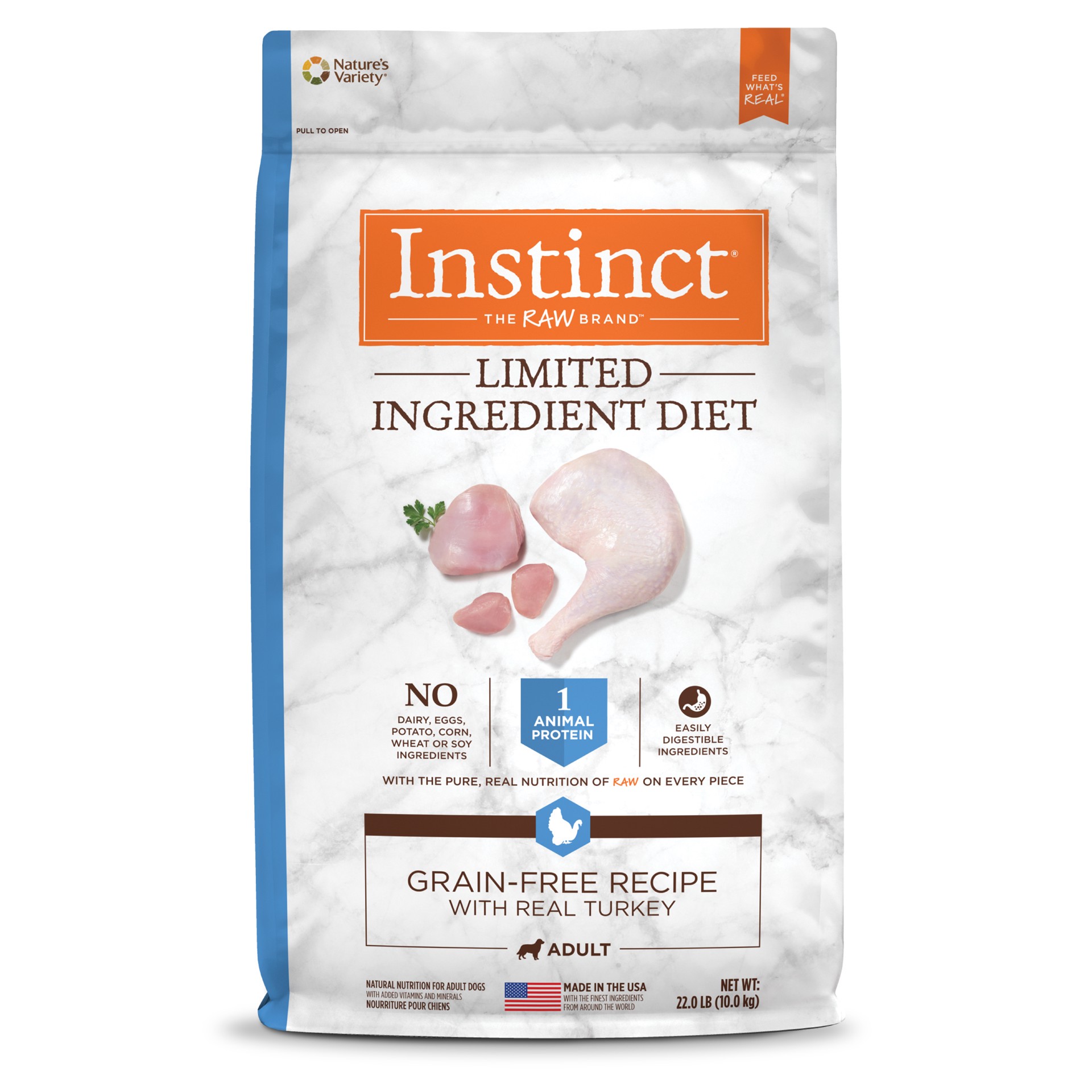 slide 1 of 10, Instinct Limited Ingredient Diet Turkey Dry Dog Food, 22 lb. Bag, 22 lb