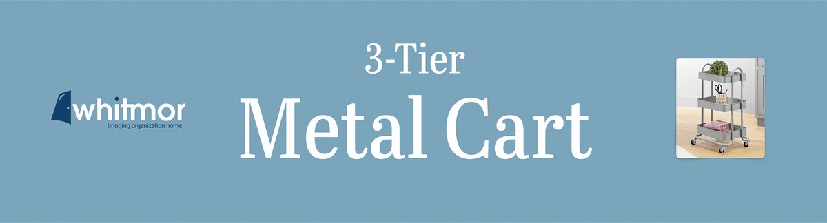 slide 6 of 6, Whitmor 3-Tier Rolling Metal Cart - Alloy Gray, 1 ct