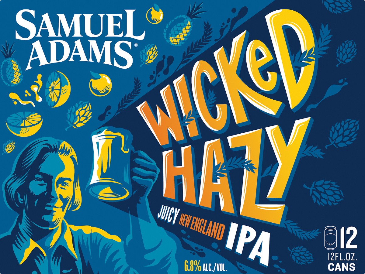 slide 8 of 8, Samuel Adams Wicked Hazy New England IPA Beer (12 fl. oz. Can, 12pk.), 12 ct; 12 fl oz