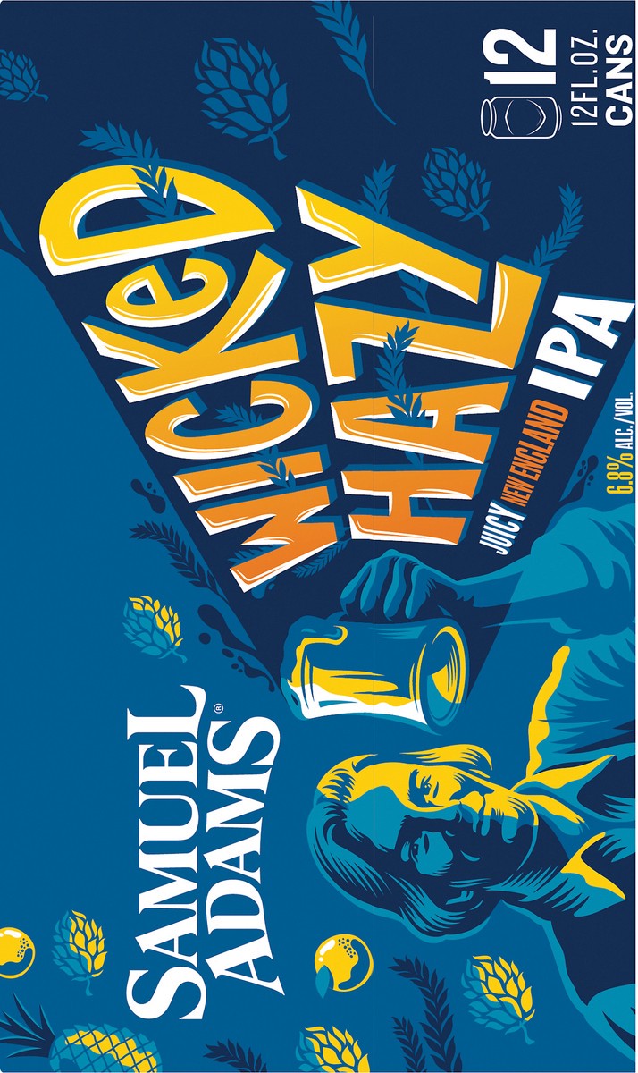 slide 3 of 8, Samuel Adams Wicked Hazy New England IPA Beer (12 fl. oz. Can, 12pk.), 12 ct; 12 fl oz