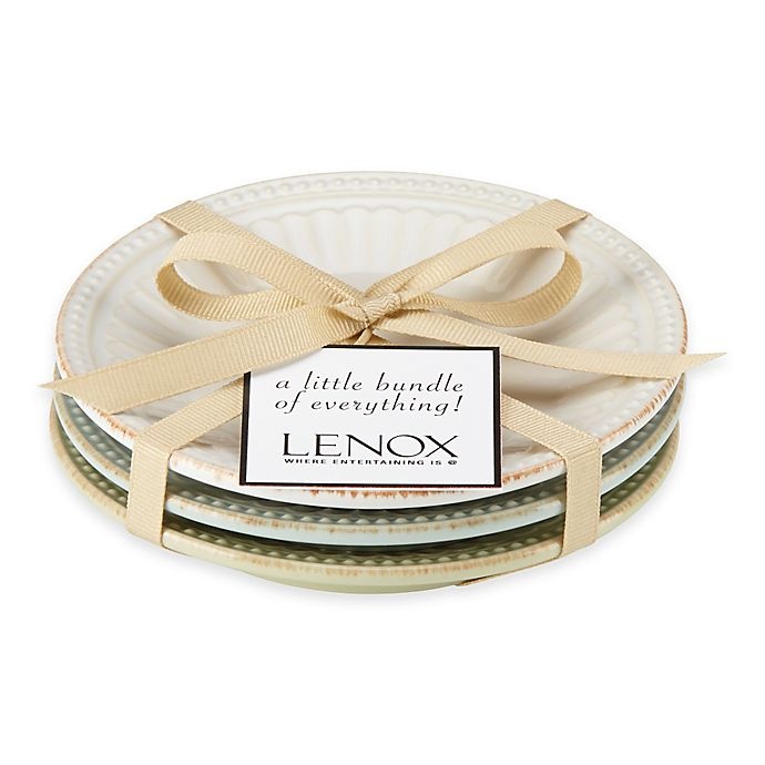 slide 1 of 1, Lenox French Perle Groove Mini Everything Plates - White/Pistachio/Ice Blue, 3 ct