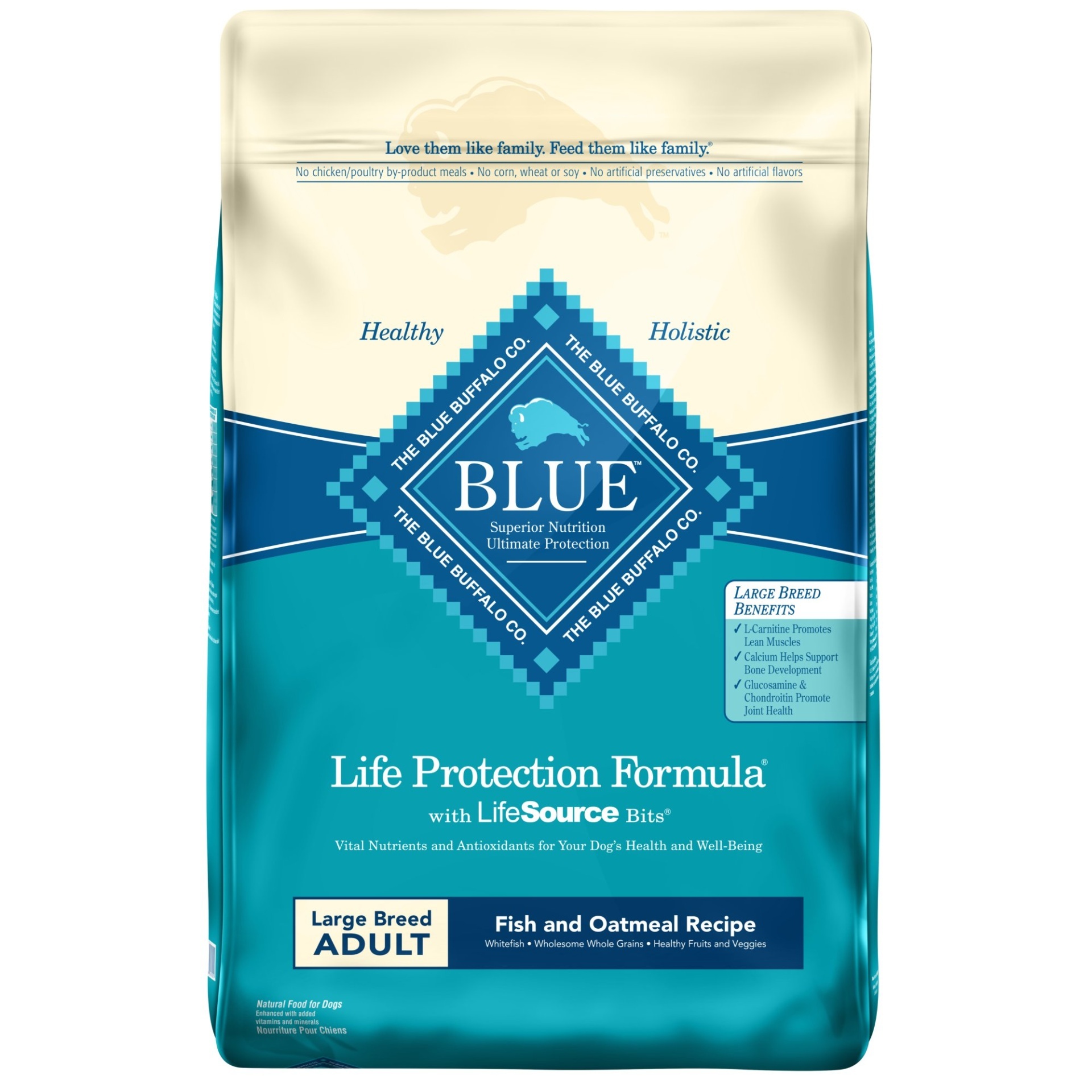 slide 1 of 1, Blue Buffalo Blue Life Protection Formula Large Breed Adult Fish & Oatmeal Recipe Dry Dog Food, 30 lb