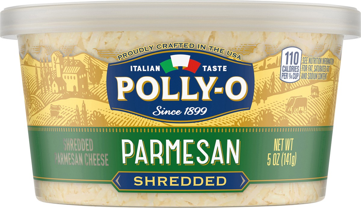 slide 1 of 9, Polly-O Shredded Parmesan Cheese, 5 oz Tub, 5 oz