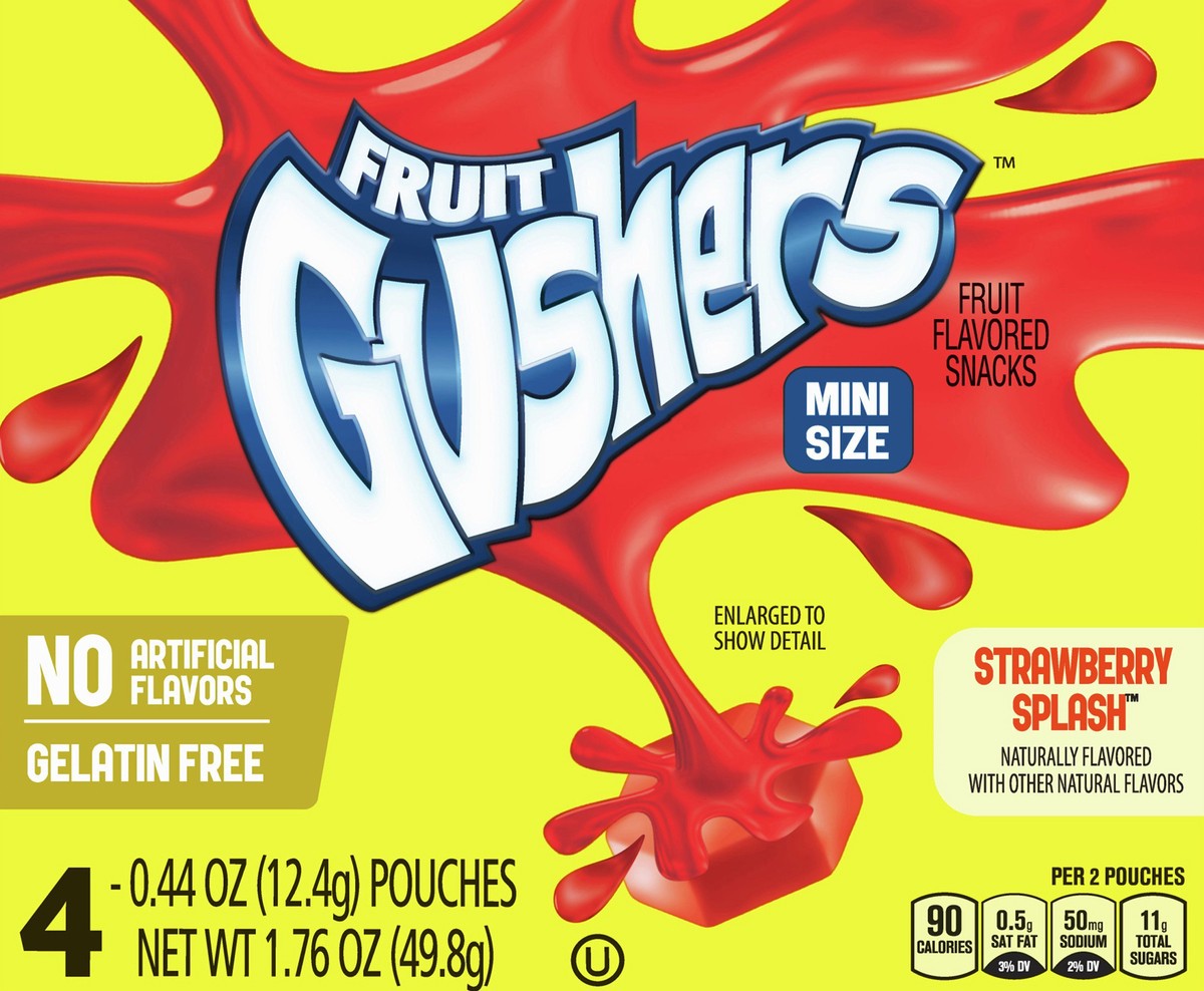 slide 6 of 12, Fruit Gushers Mini Size Strawberry Splash Fruit Flavored Snacks 4 ea, 4 ct