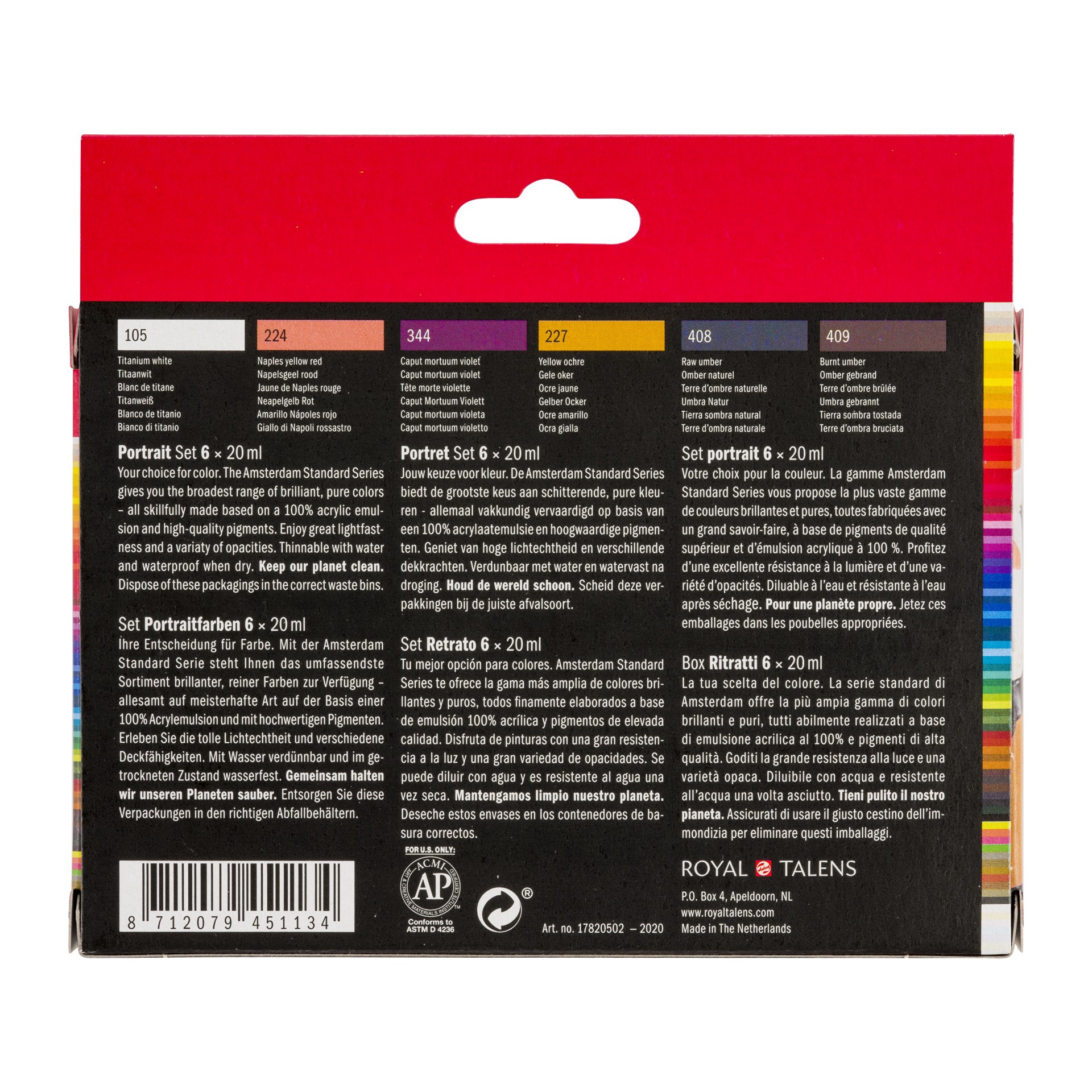 slide 8 of 9, New Amsterdam Standard Series 6 Color Portrait Acrylic Paint Set, 0.7 fl oz