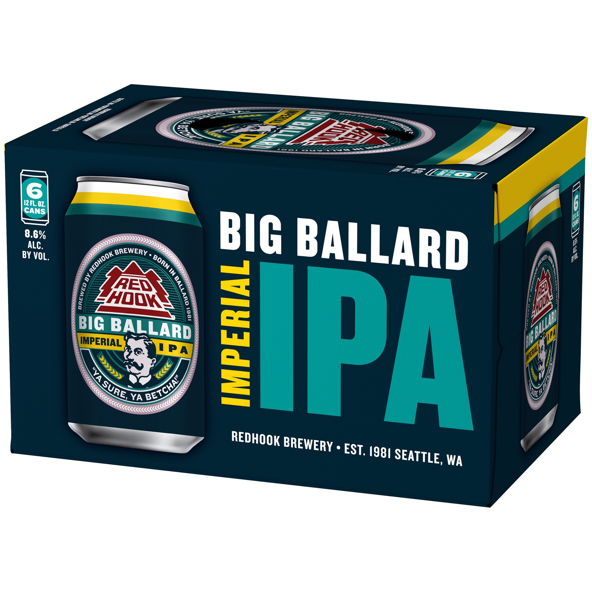 slide 2 of 3, Redhook Big Ballard Imperial IPA, 6 Pack 12 fl. oz. Cans, 8.6% ABV, 6 ct