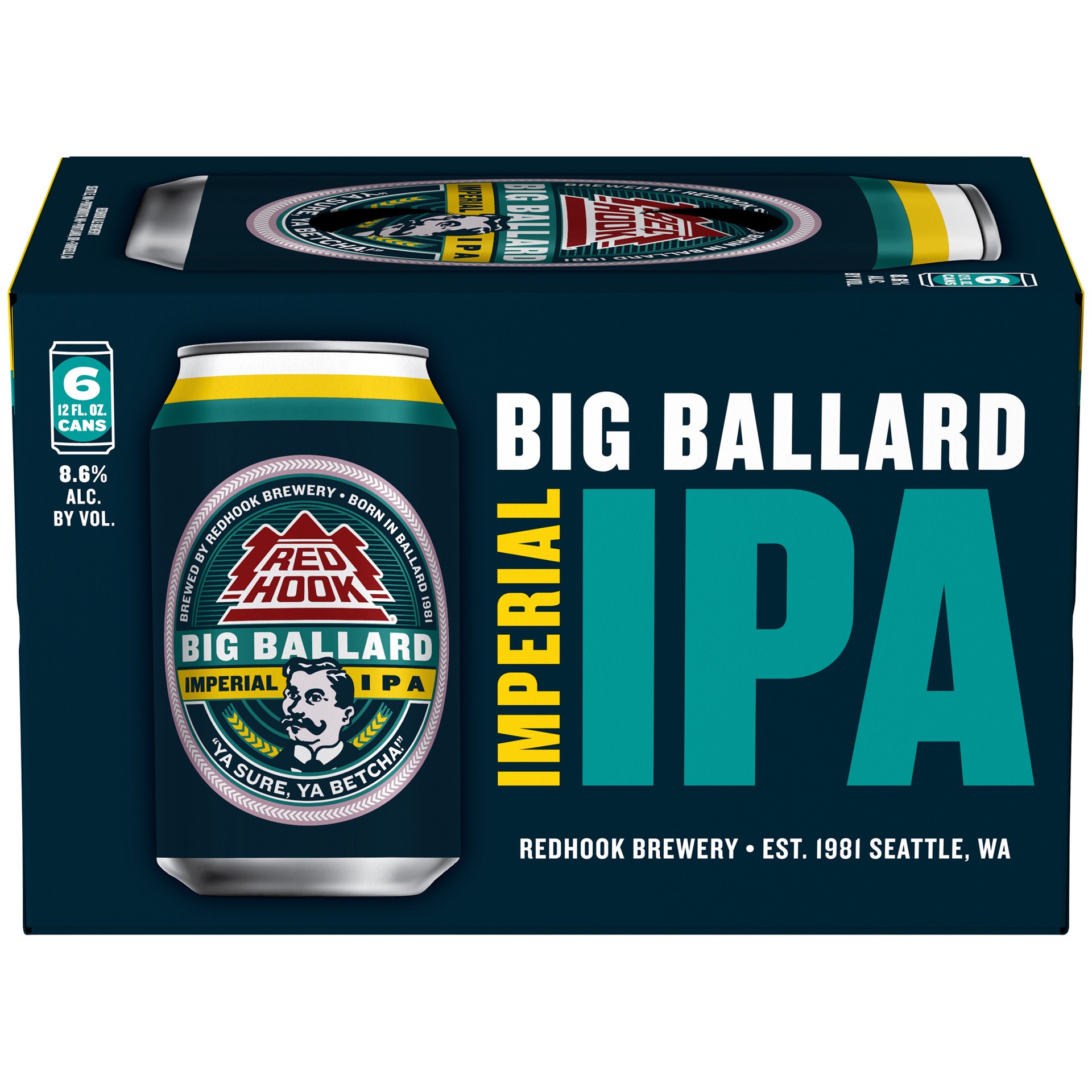 slide 3 of 3, Redhook Big Ballard Imperial IPA, 6 Pack 12 fl. oz. Cans, 8.6% ABV, 6 ct
