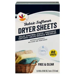 Free & Clear Fabric Softener Dryer Sheets Hypoallergenic